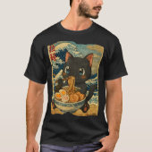 Funny Kawaii Black Cat Ramen Noodle Bowl Japanese  T-Shirt (Vorderseite)