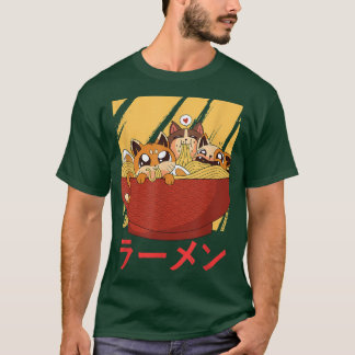 Funny Kawaii Cat Eating Ramen Noodles Japanese Foo T-Shirt