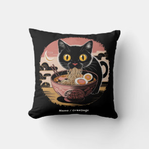Funny Kawaii Cat Eating Ramen Noodles Niedlich Ani Kissen