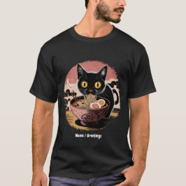 Funny Kawaii Cat Eating Ramen Noodles Niedlich Ani T-Shirt
