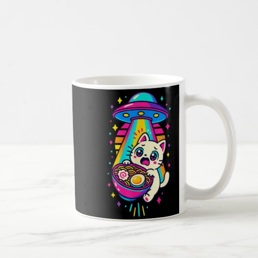 Funny Kawaii Cat Ramen Ufo Japanese Anime Women Gi Kaffeetasse (Rechts)