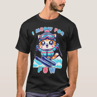 Funny Kawaii Cat Skiing Cool Anime T-Shirt