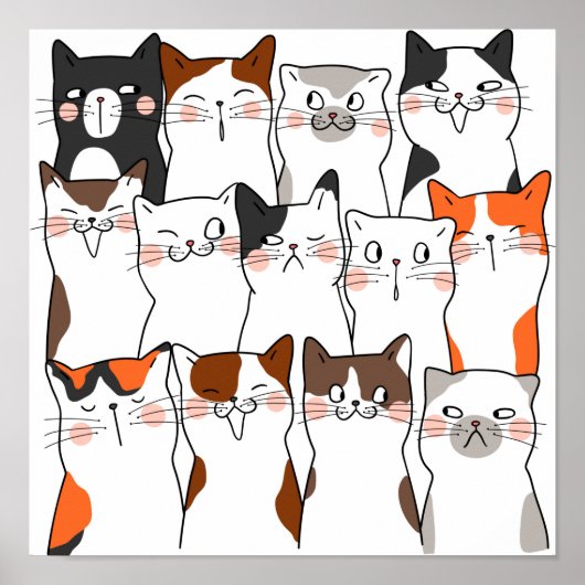 Funny Kawaii Cats Poster (Vorne)