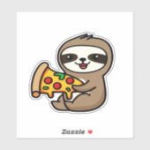 Funny Kawaii Chibi Sloth mit Pizza � Niedlichen Ca Aufkleber (Blatt)