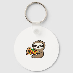 Funny Kawaii Chibi Sloth mit Pizza � Niedlichen Ca Schlüsselanhänger