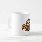 Funny Kawaii Chibi Sloth mit Pizza - Niedlicher Ca Kaffeetasse (Vorderseite Links)
