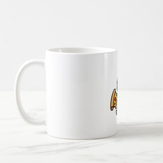 Funny Kawaii Chibi Sloth mit Pizza - Niedlicher Ca Kaffeetasse (Links)