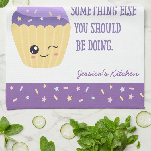 Funny Kawaii Cupcake Procrastibaking Geschirrtuch (Gefaltet)
