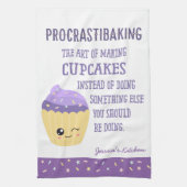 Funny Kawaii Cupcake Procrastibaking Geschirrtuch (Vertikal)