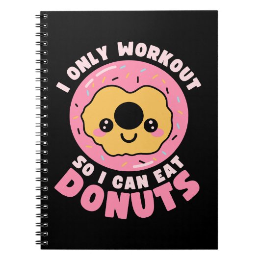 Funny Kawaii Donuts Workout Quote Notizblock (Vorderseite)