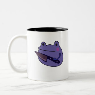 Funny Kawaii Frosch mit Knife Frosch Liebhaber Ges Zweifarbige Tasse