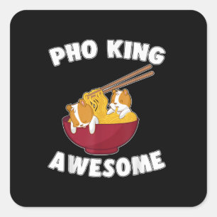 Funny Kawaii Hamster mit Phantastischen Noodles Quadratischer Aufkleber