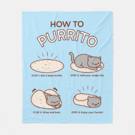 Funny Kawaii "How to Purrito" Katze Fleece Blanket
