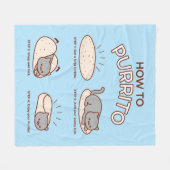 Funny Kawaii "How to Purrito" Katze Fleece Blanket (Vorderseite (Horizontal))