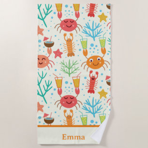 Funny Kawaii Hummer und Krebse Personalisiert Kids Strandtuch