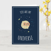 Funny Kawaii Moon Universe Constellation Valentine Karte (Gelbe Blume)