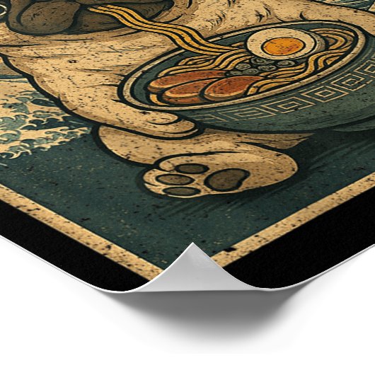 Funny Kawaii Ramen Mops Japanischer Noodles Mops E Poster (Ecke)