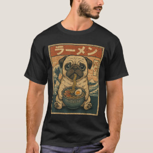 Funny Kawaii Ramen Mops Japanischer Noodles Mops E T-Shirt
