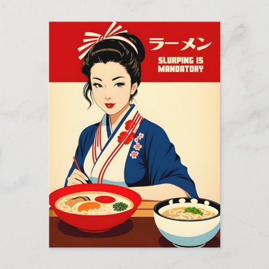 Funny Kawaii Retro Style Japan Feinschmecker Ramen Postkarte (Vorderseite)