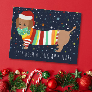 Funny Kawaii Sausage Dog Christmas 2022 Postkarte