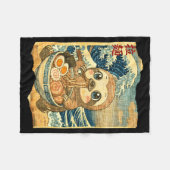Funny Kawaii Sloth Ramen Noodle Bowl Japanese Wave Fleecedecke (Vorderseite (Horizontal))