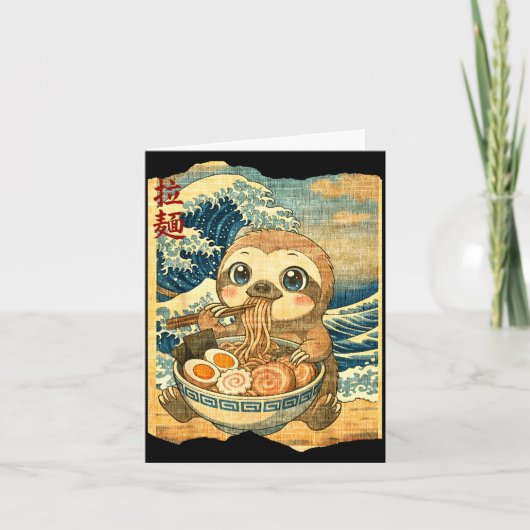 Funny Kawaii Sloth Ramen Noodle Bowl Japanese Wave Karte (Vorderseite)