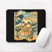 Funny Kawaii Sloth Ramen Noodle Bowl Japanese Wave Mousepad (Mit Mouse)