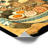 Funny Kawaii Sloth Ramen Noodle Bowl Japanese Wave Poster (Ecke)