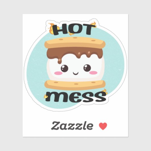 Funny Kawaii Smores Hot Mess Aufkleber (Blatt)