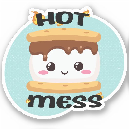 Funny Kawaii Smores Hot Mess Aufkleber (Vorderseite)