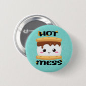 Funny Kawaii S'mores Hot Mess Button (Vorne & Hinten)