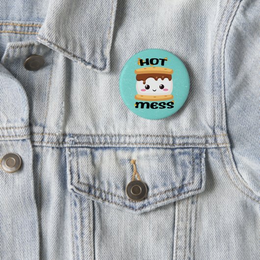 Funny Kawaii S'mores Hot Mess Button (Beispiel)