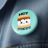 Funny Kawaii S'mores Hot Mess Button