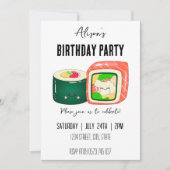 Funny Kawaii Sushi Rolls Birthday Party Einladung (Vorderseite)
