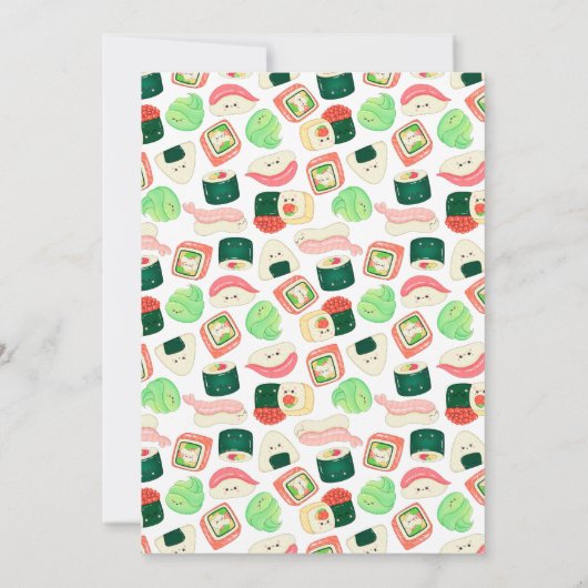 Funny Kawaii Sushi Rolls Birthday Party Einladung (Rückseite)