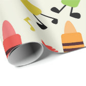 Funny Kawaii tanzende Crayons mit Musiknoten Geschenkpapier (Rolleneckpunkt)
