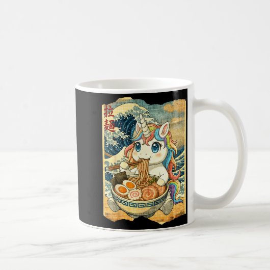 Funny Kawaii Unicorn Ramen Noodle Bowl Japanese Wa Kaffeetasse (Rechts)