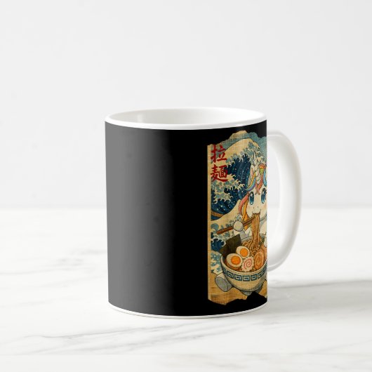 Funny Kawaii Unicorn Ramen Noodle Bowl Japanese Wa Kaffeetasse (VorderseiteRechts)