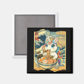 Funny Kawaii Unicorn Ramen Noodle Bowl Japanese Wa Magnet (Vorderseite/Rückseite)
