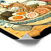 Funny Kawaii Unicorn Ramen Noodle Bowl Japanese Wa Poster (Ecke)