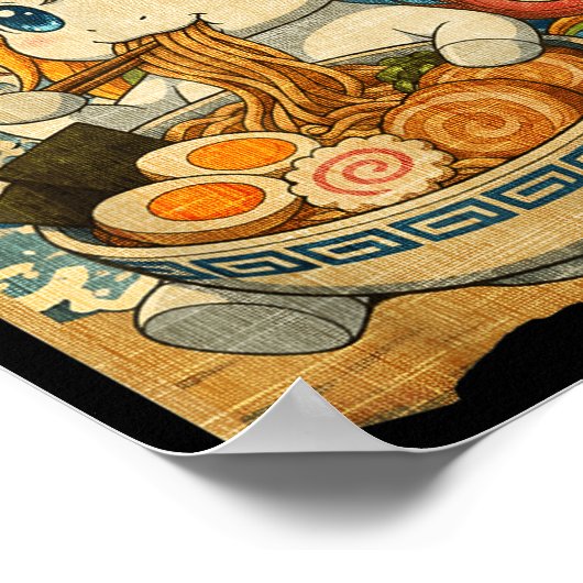 Funny Kawaii Unicorn Ramen Noodle Bowl Japanese Wa Poster (Ecke)