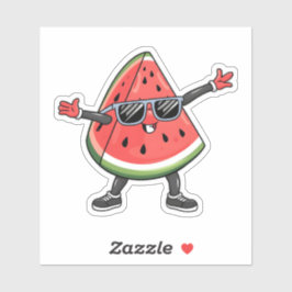 Funny Kawaii Watermelon Lächeln mit Sonnenbrille Aufkleber