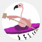 Funny Kayaking Flamingo Runder Aufkleber (Vorderseite)