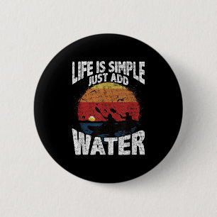 Funny Kayaking Graphic Sunset Watersports Fan Button