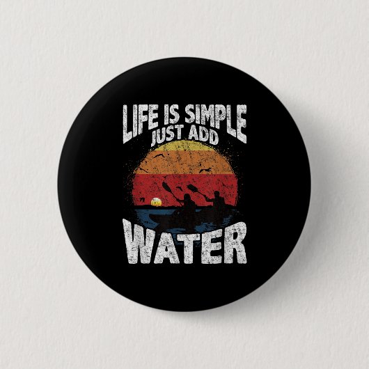Funny Kayaking Graphic Sunset Watersports Fan Button (Vorderseite)