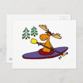 Funny Kayaking Moose Postkarte (Vorne/Hinten)