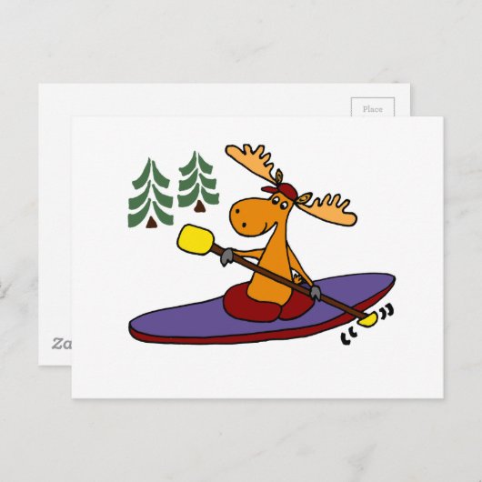 Funny Kayaking Moose Postkarte (Vorne/Hinten)