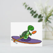 Funny Kayaking Sea Turtle Postkarte (Stehend Vorderseite)