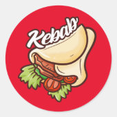 Funny Kebab Cartoon Design Sticker (Vorderseite)