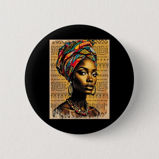 Funny Kente Cloth Head Wrap Afrikanische Amerikani Button (Vorderseite)